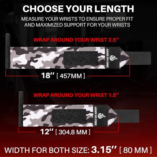 TECEUM Weightlifting 18" & 12" Wrist Wraps with Thumb Loop – Heavy Duty Wrist Workout Braces for Men and Women – Ideal for Powerlifting, Strength Training, Bodybuilding - color: Black Camo, style: 18" – Beast Mode