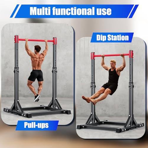AFFLUENT Pull Up Bar Stand Free Standing Pull Up Bar Station 8 Adjustable Heights Power Tower for Home Gym Workout 330lbs Capacity - color: Red