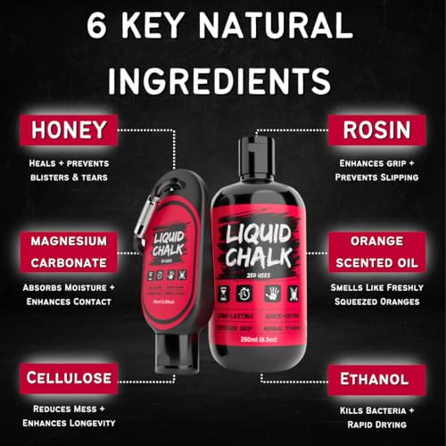 PowerGrip Liquid Chalk – Sweat-Proof, No-Mess Grip Enhancer for Weightlifting, Rock Climbing & Gymnastics - size: 2x 50ml bottles