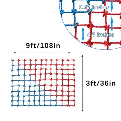 Climbing Cargo Net, Polyester Playground Climbing Net, Heavy Duty Large Military Climbing Net for Kids Outdoor, Kids Safety Protection Net, Rope Ladder, Jungle Gyms, Swingset, Treehouse - size: 3ft x 9ft