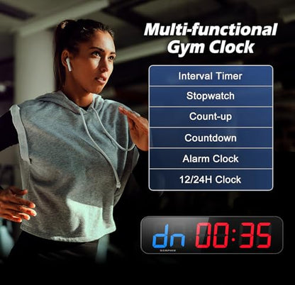 15.2" Gym Timer, Large Digital Gym Clock Wall with App & Remote Control, Customizable LED Colors, Count Down & Up, Stopwatch, Digital Timer for Fitness Classroom Home Garage Outdoor