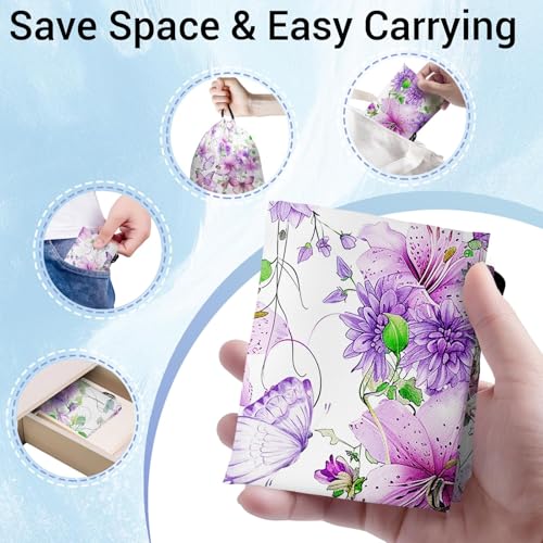 Gymnastics Grip Bag Lightweight Small Drawstring Grip Bags for Gymnasts - color: Flowers Butterfly Purple