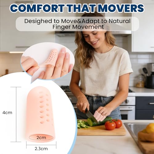 Silicone Finger Protectors - 16 PCS Breathable Finger Cots | Silicone, Breathable Design, Soft Finger Covers for Fingertip & Thumb Protection, Daily Friction Support (Beige)