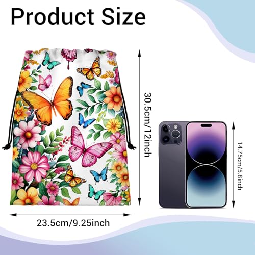 Gymnastics Grip Bag Lightweight Small Drawstring Grip Bags for Gymnasts - color: Colorful Butterfly-multi