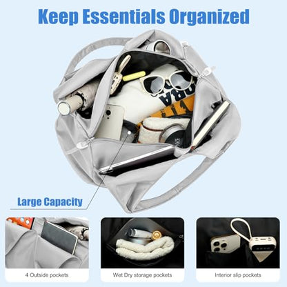 Forestfish Yoga Gym Bag For Women With Shoes Compartment & Wet Dry Storage Pockets Lightweight Duffel Bag, Grey - color: Grey