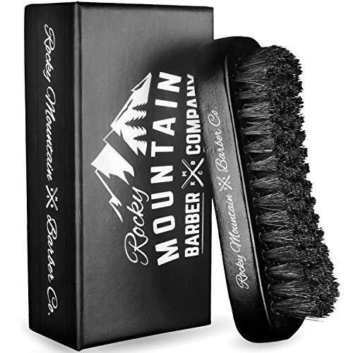 Men's Hair Brush- 100% Pure Black Boar Hair Natural Bristle for Beard, Moustache - Firm Military Style with Handmade Wood Handle – No Snags, No Scratch, Gentle Bristle – Use with Beard Oil