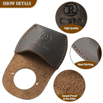 RingSun Thumb Guard Wood Carving Tools, Leather Finger Protector, Handmade Carpenter Working Carving Kit Accessories - color: Black Brown