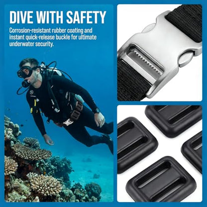 4 Pcs Scuba Weight Belt Set,Diving Weight Belt Coated Dive Weights with Nylon Belt - color: Black, size: 2.2 lb