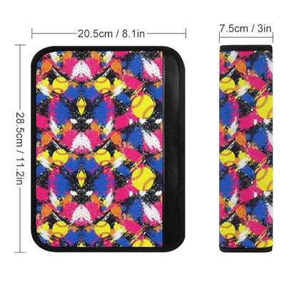 2 Pack Breathable Car Seat Belt Pad for Child, Stroller Pushchair High Chair, Splatter Paint Softball Colorful Neck Strap Covers, Neck and Shoulder Support - color: Pattern 552