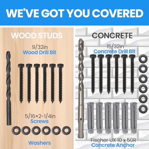 22PCS TV Wall Mount Hardware Kit, M8 Lag Bolt Kit with Anchors, Washers, Bubble Level, Allen Key & 2 Drill Bits, Heavy-Duty TV Mounting Screws for Wood Stud, Brick & Concrete - size: 22P