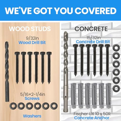 22PCS TV Wall Mount Hardware Kit, M8 Lag Bolt Kit with Anchors, Washers, Bubble Level, Allen Key & 2 Drill Bits, Heavy-Duty TV Mounting Screws for Wood Stud, Brick & Concrete - size: 22P