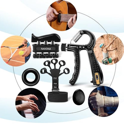 5/10 PCS Grip Strength Trainer Kit, Hand Gripper Strengthener, Forearm Strengthener, Finger Strengthener, Finger Exerciser, Stress Relief Ball,Forearm Workout Ring for Muscle Building and Injury Recover - size: Black-5P