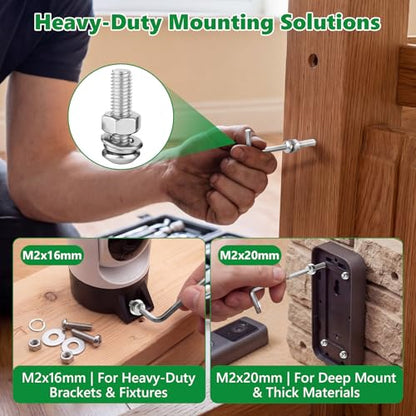 981 Pcs M2 Hex Button Cap Screws Nuts Washers Wrench Kit, 304 SS | with Flat & Spring Washers, Metric Fasteners for RC Cars & Electronics, M2 x 4/6/8/10/12/16/20mm,Clear Label Storage Box - size: SS M2 981pcs 2