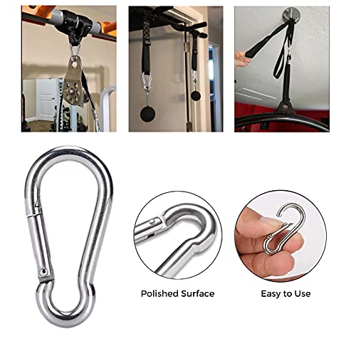 Soft Loop Tie Down Straps with 6 Pcs Carabiner Clips,Hook Tie Down Extenders with 6 Pcs M6 2.36 Inch SUS Spring Snap Hook,Multiple Secure for Backpack,Straps,Camping,Fishing,Hiking and More