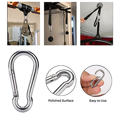 Soft Loop Tie Down Straps with 6 Pcs Carabiner Clips,Hook Tie Down Extenders with 6 Pcs M6 2.36 Inch SUS Spring Snap Hook,Multiple Secure for Backpack,Straps,Camping,Fishing,Hiking and More
