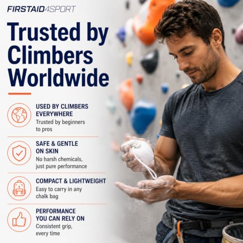 Firstaid4sport Chalk Ball 60g - Magnesium Carbonate Grip Chalk for Gym, Weightlifting, Bouldering & Rock Climbing - Low Mess Hand Grip Powder Ball