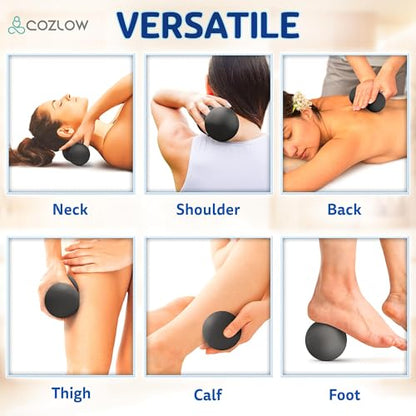 COZLOW Peanut Massage Ball - Deep Tissue Therapy, Pain Relief - Black | Cozlow 5" double lacrosse silicone massage ball, trigger point roller for mobility, acupressure tool for myofascial release - color: Black
