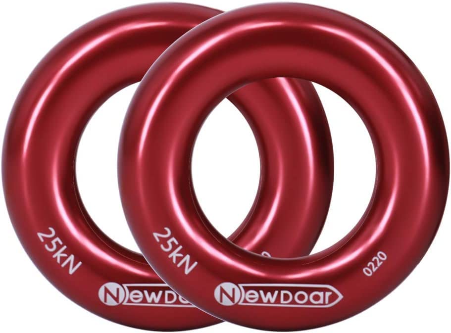 NewDoar Rappel Ring 25kN Gold Large O-Ring Rope Connector for Rock Climbing Arborist Rescue Hammock and Slackline - color: Red Small 2pcs