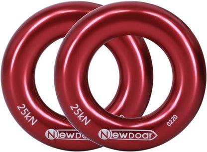 NewDoar Rappel Ring 25kN Gold Large O-Ring Rope Connector for Rock Climbing Arborist Rescue Hammock and Slackline - color: Red Small 2pcs