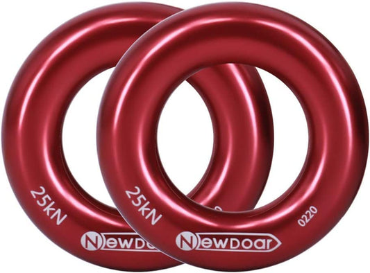 NewDoar Rappel Ring 25kN Gold Large O-Ring Rope Connector for Rock Climbing Arborist Rescue Hammock and Slackline - color: Red Small 2pcs