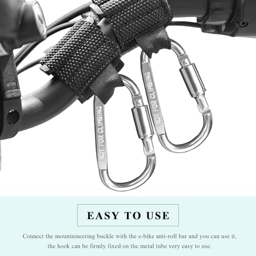 2PCS Hook for Hanging Helmet Goggle Headsets Bags, Heavy Duty Carabiner Clip, Adjustable Strap Hook for Scooter (Silver) - color: Silver