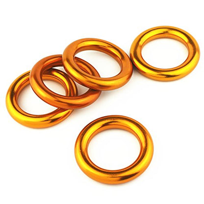 PROND Aluminum Rappel Ring, Climb Perfect Tension Aluminum Alloy O-Ring, 23KN Rappel Rings for Rock Climbing Arborist and Hammock - color: Gold - 5 Pcs/Pack