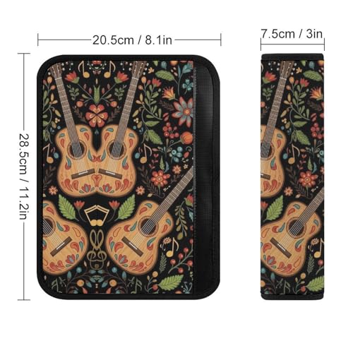 2 Pack Guitar Music Floral Car Seat Belt Pad Soft Padded Harness Pads Strap for Child, Car Seats Pushchair Strollers High Chair Pushchair, Anti-Slip Pad - color: Pattern 408