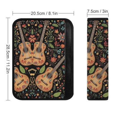2 Pack Guitar Music Floral Car Seat Belt Pad Soft Padded Harness Pads Strap for Child, Car Seats Pushchair Strollers High Chair Pushchair, Anti-Slip Pad - color: Pattern 408