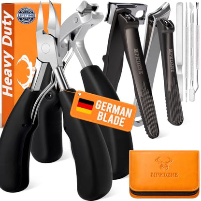 Heavy Duty Toenail Clippers for Thick Ingrown Nails Fingernail Set | Ultra Sharp All-IN-ONE Kit: 15% Thicker Premium Sturdy Podiatrist Toe Nail Care Tools. Perfect Grooming Gifts with Case - color: Black, size: 8-Pack