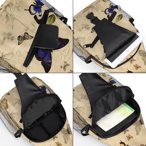 Retro Butterfly Sling Bags for Women Men, Waterproof Crossbody Sling Backpack Travel Outdoor Sports Chest Bag - color: Grey