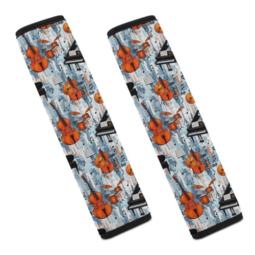 2PCS Universal Soft and Comfortable Seat Belt Cover for Kids, All Vehicles, Music Guitar Drum Musical Instrument Shoulder Protector, Comfortable Driving - color: Pattern 1209