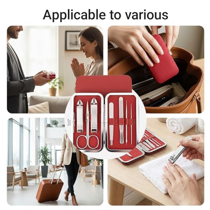 Grooming Kit Home and Travel-Manicure Set 10, Nail Clipper Set, Portable Nail Kit, Travel Nails Kits(red) - color: Red, size: 8 Piece Set