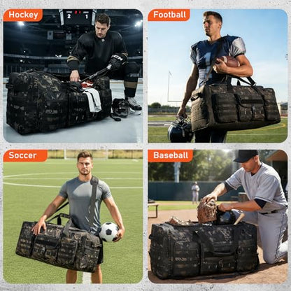 132L Extra Large Duffle Bag, Heavy Duty Sports Equipment Travel Duffel Bag | Perfect for Soccer Baseball Basketball Hockey Football Team Coaches & More - color: Black CM