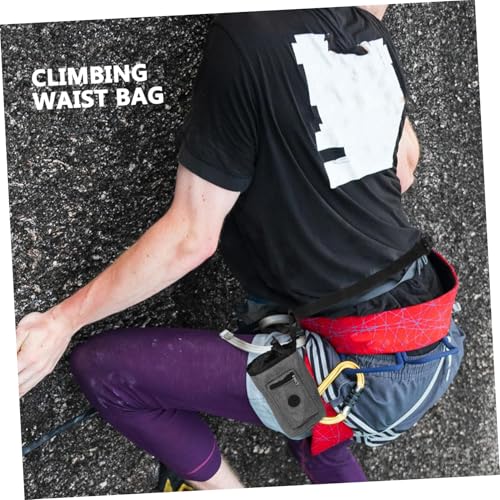 POPETPOP Slip Oxford Cloth Chalk Bag with Zippered Pocket and Secure Closure Gray Waist Pouch for Rock Climbing Gymnastics Bouldering and Outdoor Hiking Activities