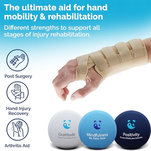 Mind & Body Stress Balls for Adults - Multi-Density Squeeze Balls for Hand Therapy & Grip Strengthening - Stress & Anxiety Relief - Choose 3-Ball (Soft, Medium & Hard) or 2-Ball (Soft & Hard) Sets - color: Mindfuless - Sea Breeze, Ocean Blue, Cloud