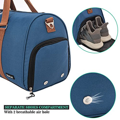 Sports Gym Bag with Shoe Compartment&Wet Pocket,Travel Duffel bag,Weekend Bag,Workout Bag Suitable for Men and Women - color: blue