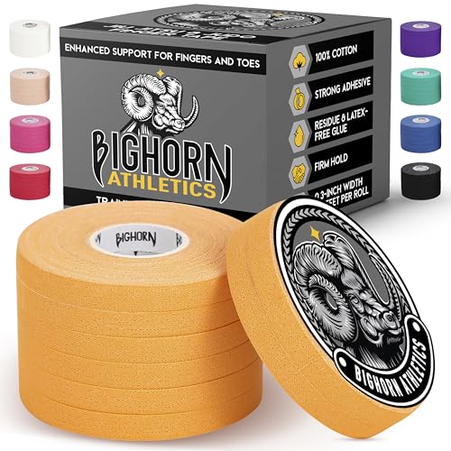 Bighorn Athletics Finger Tape 0.3-Inch x 45-Feet, 8 Rolls, Orange | For Jiu Jitsu, Rock Climbing, Volleyball, Football, Hands, Toes, Sports & Injuries | Residue-Free - color: Orange, size: 0.3-Inch