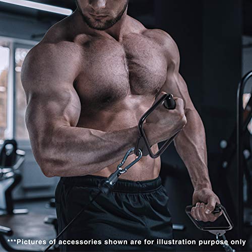 Yes4All Cable Machine Attachment, Double D Handle & Tricep Rope Cable Attachment, Weight Machine Accessories Load 880 LB for Home Gym - color: D. Single D Handle - Black