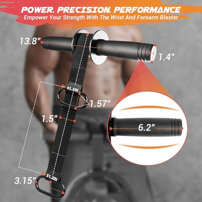 Forearm Exerciser Wrist Roller, TPE Anti-Slip Handles Forearm Strengthener with 43.3 in Or 51.2 in Ultra-Strong Nylon Strap, Grip strength Trainer with Quick Lock for Arm Strength Training (Black)