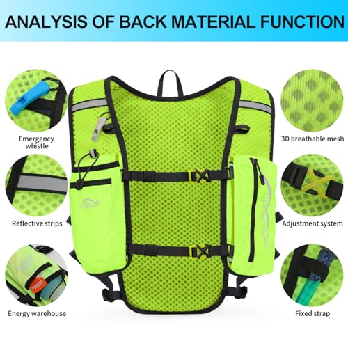 INOXTO Running Hydration Vest Backpack,Lightweight Insulated Pack with 1.5L Water Bladder Bag Daypack for Trail Hiking Running Cycling Race Marathon for Women Men - color: Green