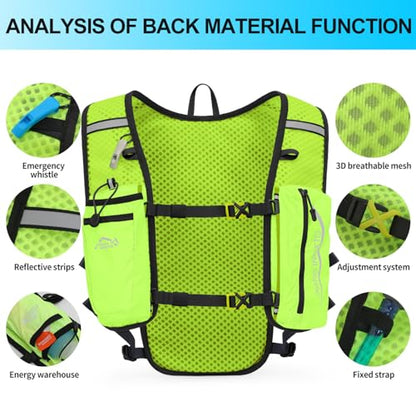 INOXTO Running Hydration Vest Backpack,Lightweight Insulated Pack with 1.5L Water Bladder Bag Daypack for Trail Hiking Running Cycling Race Marathon for Women Men - color: Green