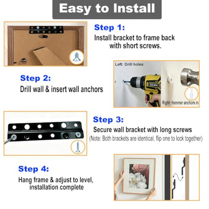 6 inches Z-Style Interlocking French Cleat Hanger,8 Pairs | Metal Picture Hanger Bracket Kit Professional Mirror Hanger for Bathroom Mirrors, Heavy Artwork & Wall Panels (8, 6 Inches) - size: 6 Inch