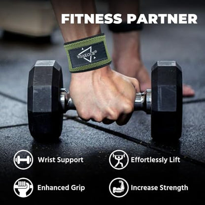WSAKOUE Lifting Straps, Weightlifting Straps, Deadlift Straps with Padded Neoprene for Power Lifting, Bodybuilding, Gym Workout, Strength Training & Fitness Workout, Resistance - color: Army Green