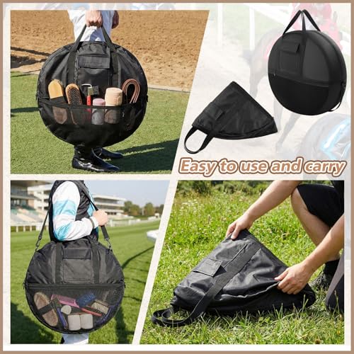 Shinylin 21 x 8 Inch Double Rope Bag with Strap for Trail and Working, Adjustable Strap Round Carry Bag for Roping Equipment Equestrian Accessories