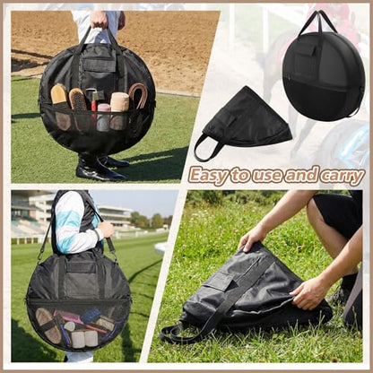 Shinylin 21 x 8 Inch Double Rope Bag with Strap for Trail and Working, Adjustable Strap Round Carry Bag for Roping Equipment Equestrian Accessories