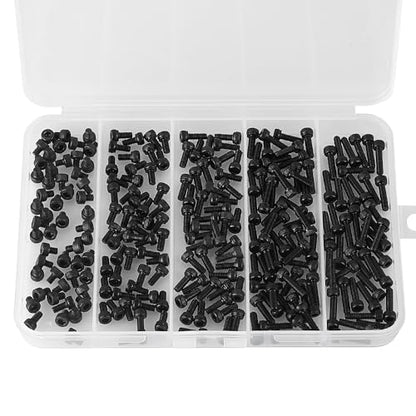 M3 x 4mm 6mm 8mm 10mm 12mm Hex Socket Head Cap Screws Bolts, 12.9 Grade Alloy Steel, Black Oxide Finish, Metric Allen Hex Drive, Machine Fully Threaded, Assortment Kit 250PCS - size: M3 x 4/6/8/10/12mm (250PCS)