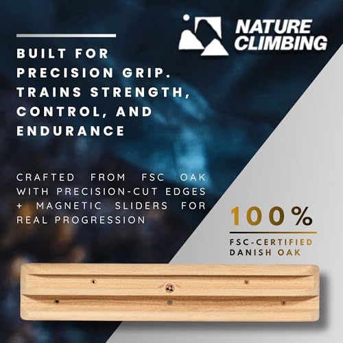 Oak Board - Premium Hangboard Rock Climbing Training as Climbing Fingerboard with Jugs, Slopes and Edges, Pockets as Door Mounted Training Station Rock Climbing Pull Up Bar