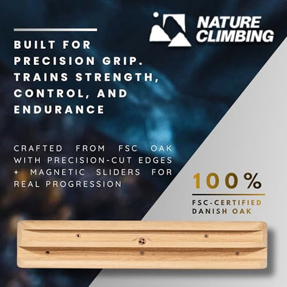 Oak Board - Premium Hangboard Rock Climbing Training as Climbing Fingerboard with Jugs, Slopes and Edges, Pockets as Door Mounted Training Station Rock Climbing Pull Up Bar