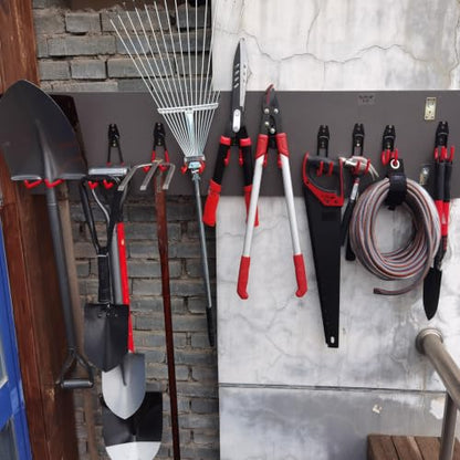 3-H Garage Wall Hooks 14 Pack,Garage Hooks Heavy Duty with Extra Welding Spots,Garage Hooks for Hanging,Garage Organizer for Garden,Lawn,Yard Tools,Chairs,Ladders,WeedEater,Shovel,Blower(Red) | Multi-Purpose Garage Hooks to Organize Garden Lawn Tools, Spo