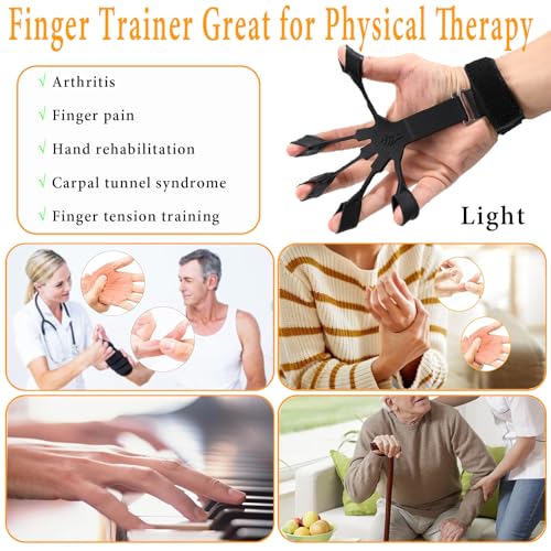 Grip Strength Trainer with Forearm Strengthener, Hand Grip Strengthener, Hand Extension Exerciser, Stress Relief Ball and Hand Grip Strengthener for Muscle Building and Injury Recover(5 PCS) - color: black-orange